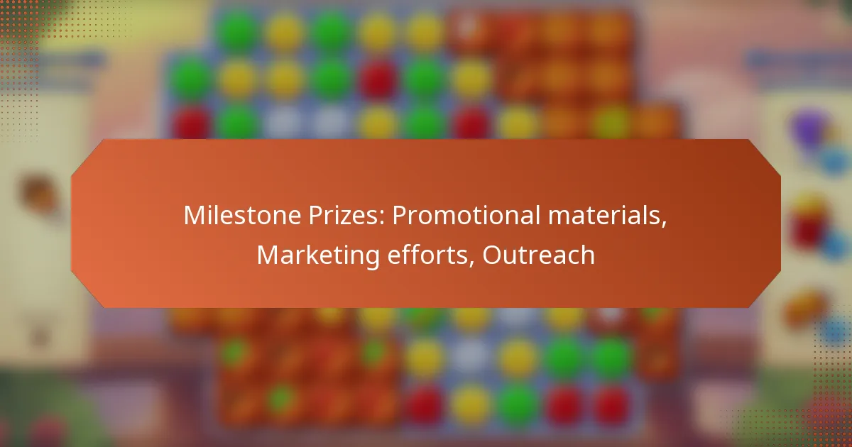 Milestone Prizes: Promotional materials, Marketing efforts, Outreach