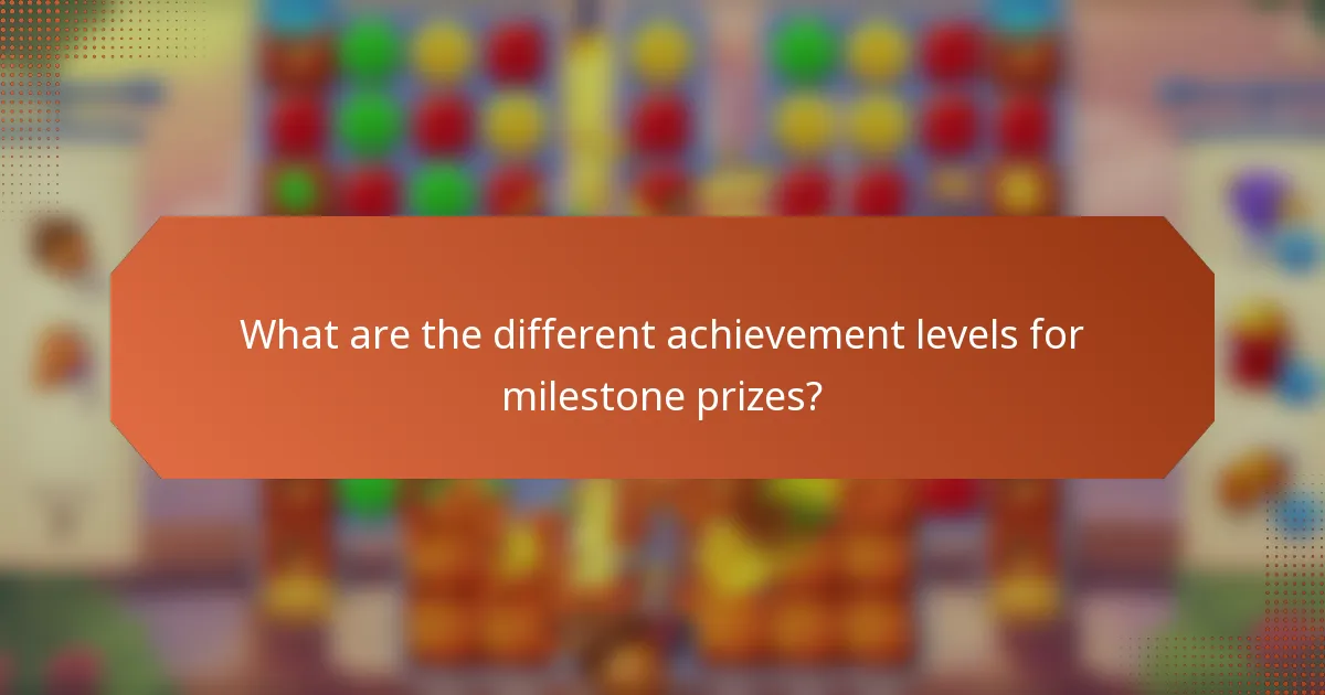 What are the different achievement levels for milestone prizes?