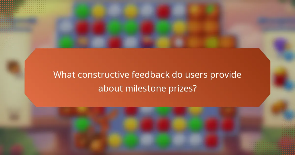 What constructive feedback do users provide about milestone prizes?